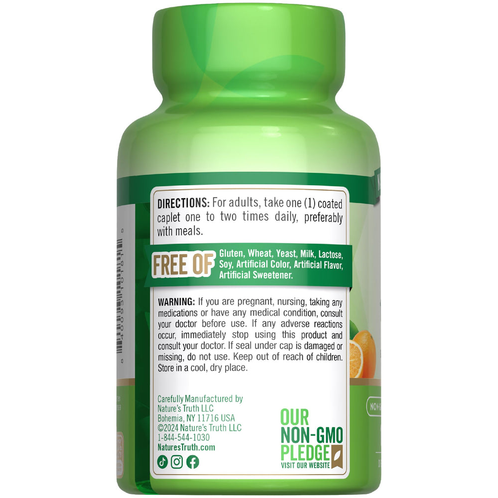 Nature's Truth clean-label bottle highlights gluten-free and non-GMO formulation.