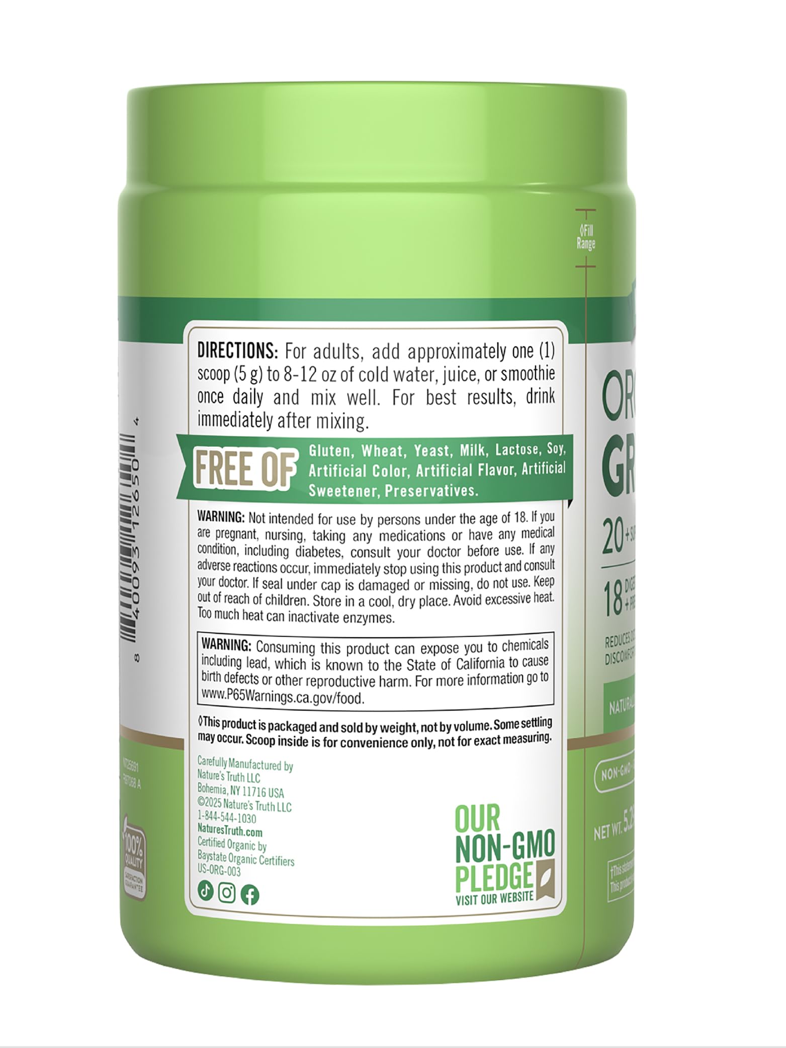 Nature's Truth clean-label packaging highlights transparent ingredient standards.