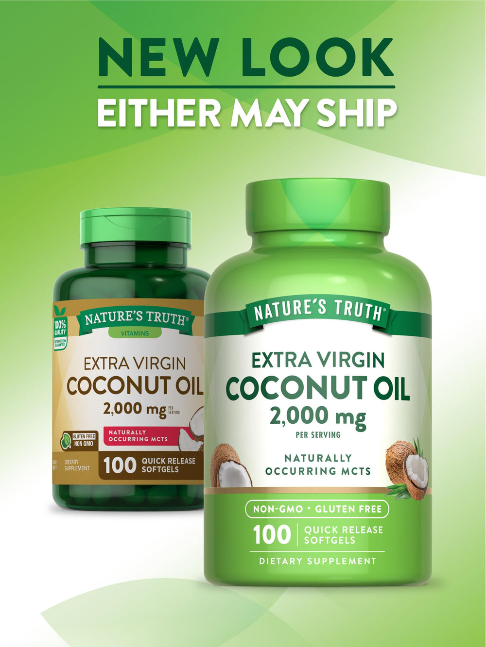 Nature's Truth coconut oil bottle label closeup shows expeller pressed.