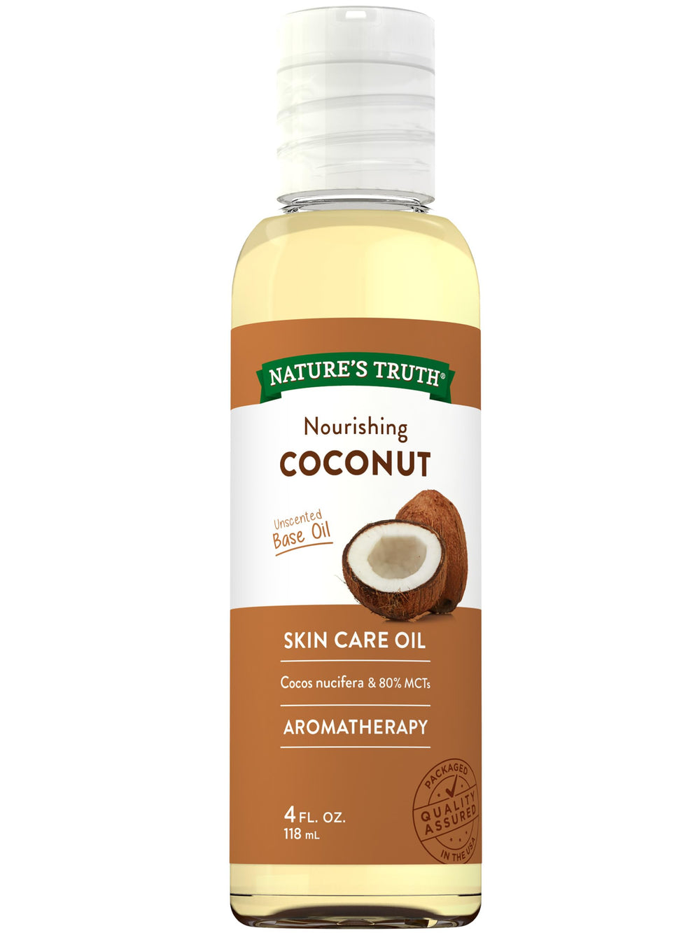 Nature's Truth Coconut Oil bottle for skin with fragrance-free, nourishing formula.