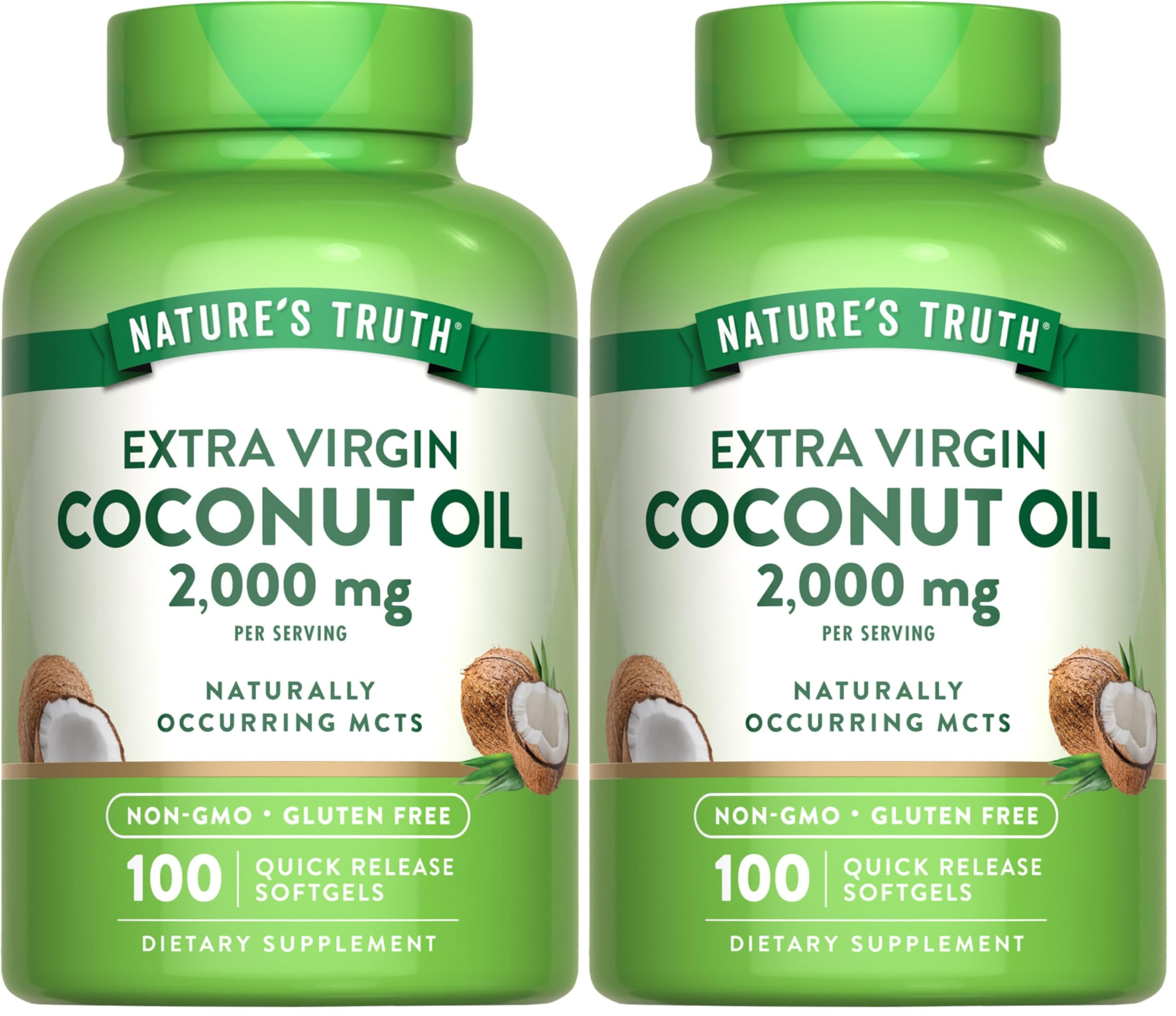 Nature's Truth coconut oil softgels in bottle for convenient daily use