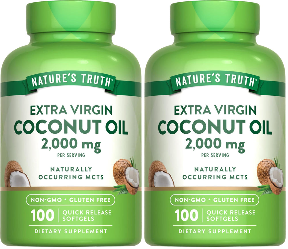 Nature's Truth coconut oil softgels in bottle for convenient daily use