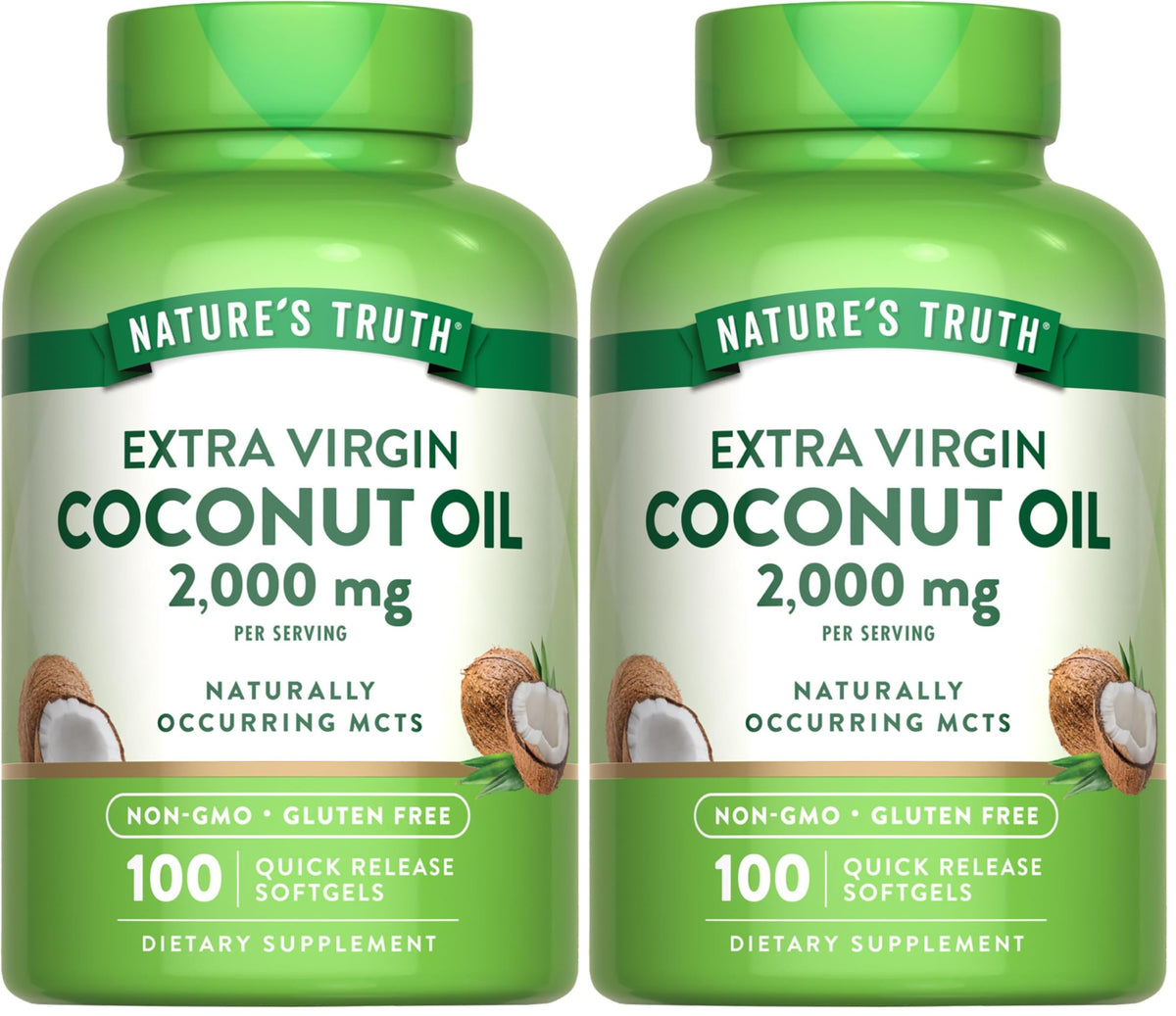 Nature's Truth coconut oil softgels in bottle for convenient daily use