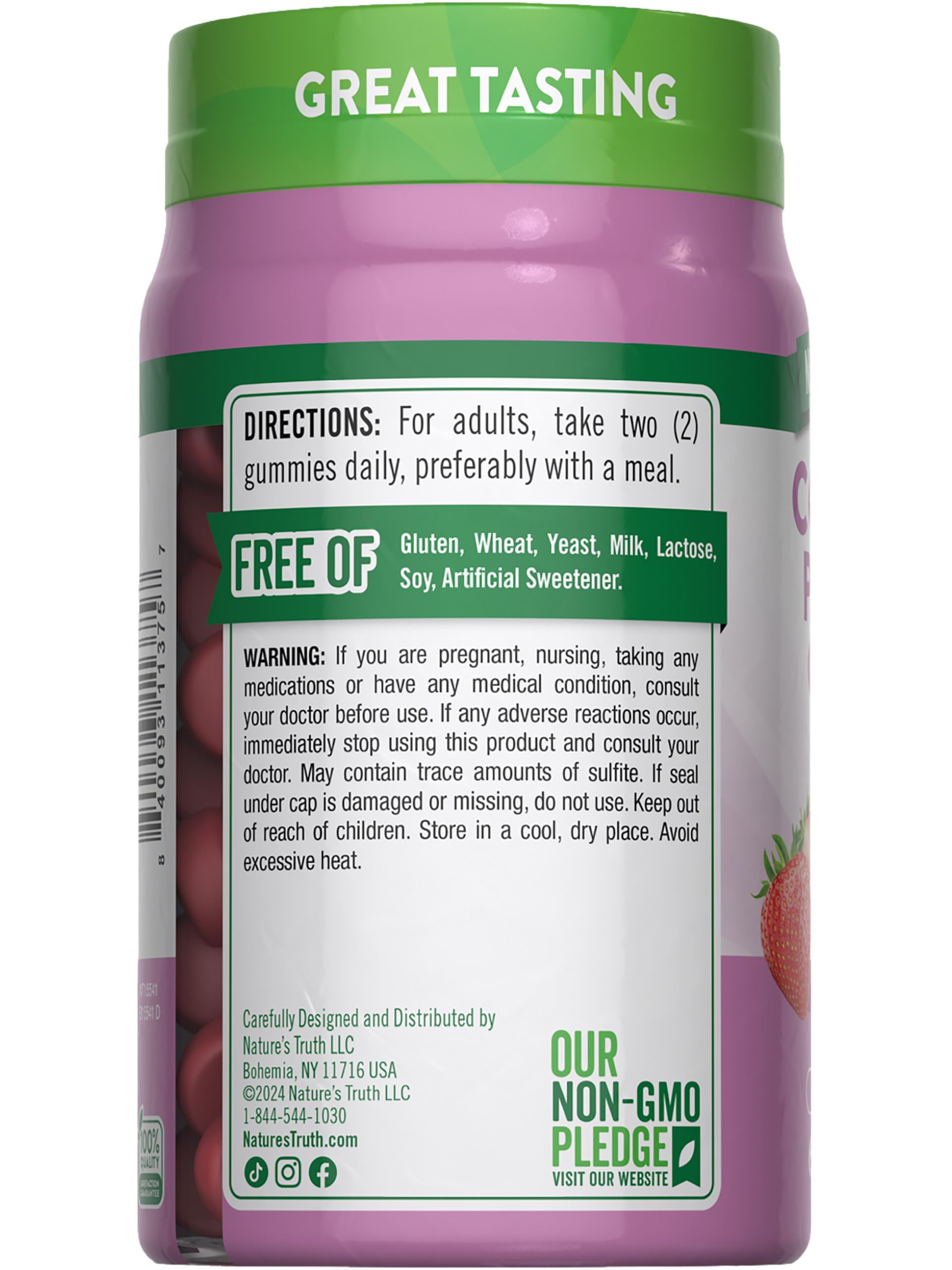 Nature's Truth strawberry gummies daily bite for wellness.