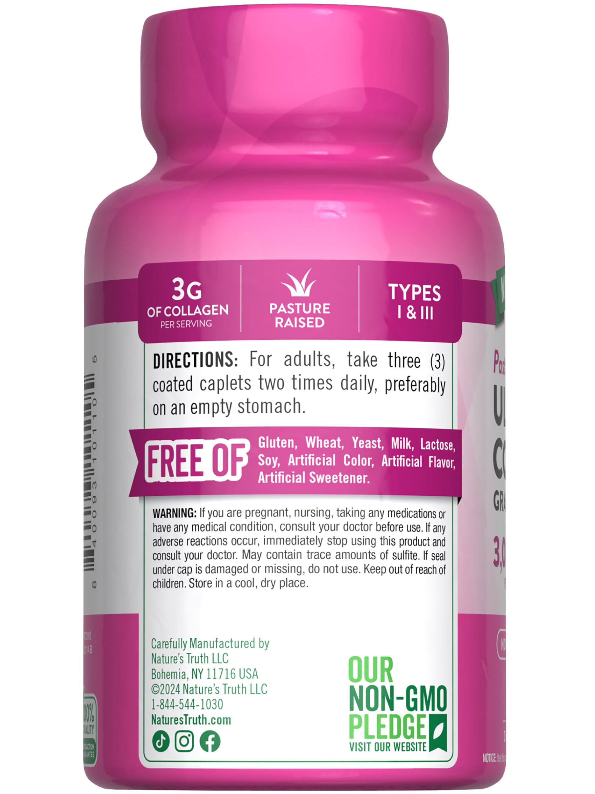 Bottle with glass of water suggesting easy daily routine with Nature's Truth collagen