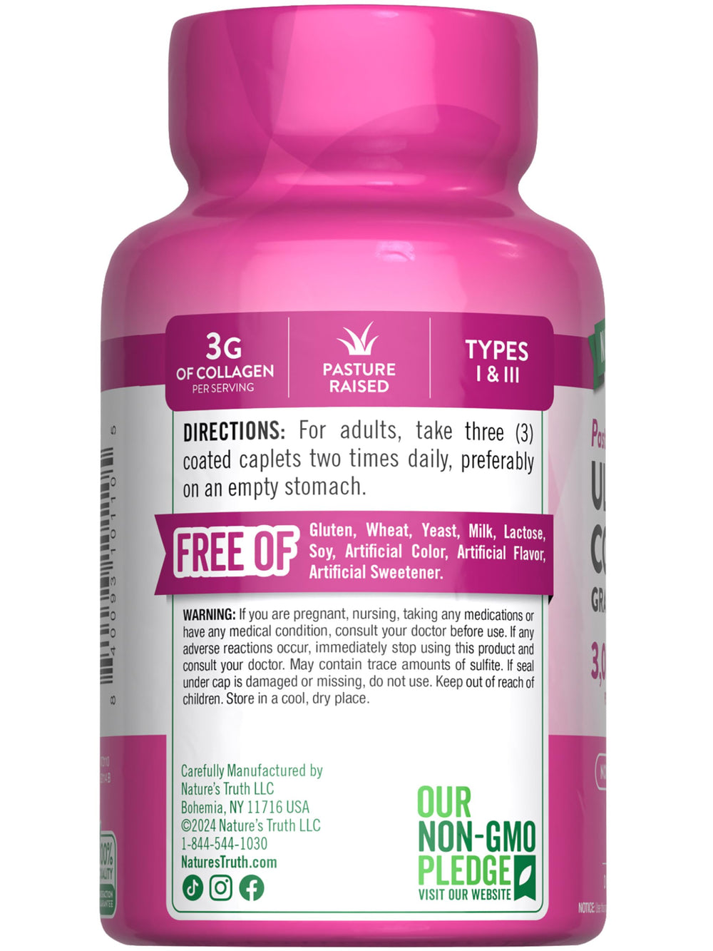 Bottle with glass of water suggesting easy daily routine with Nature's Truth collagen