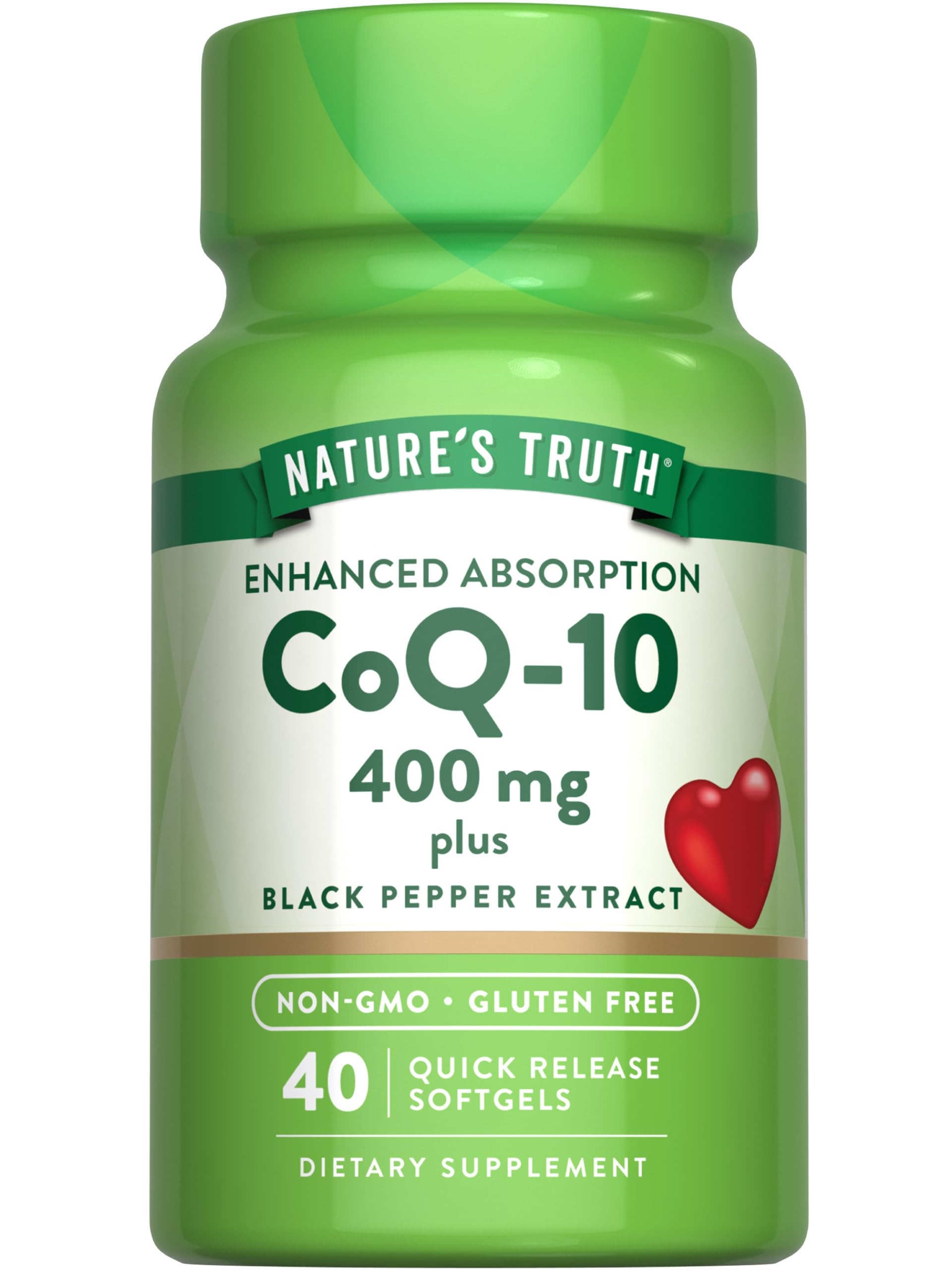 Nature's Truth CoQ10 400mg softgels bottle for daily support.