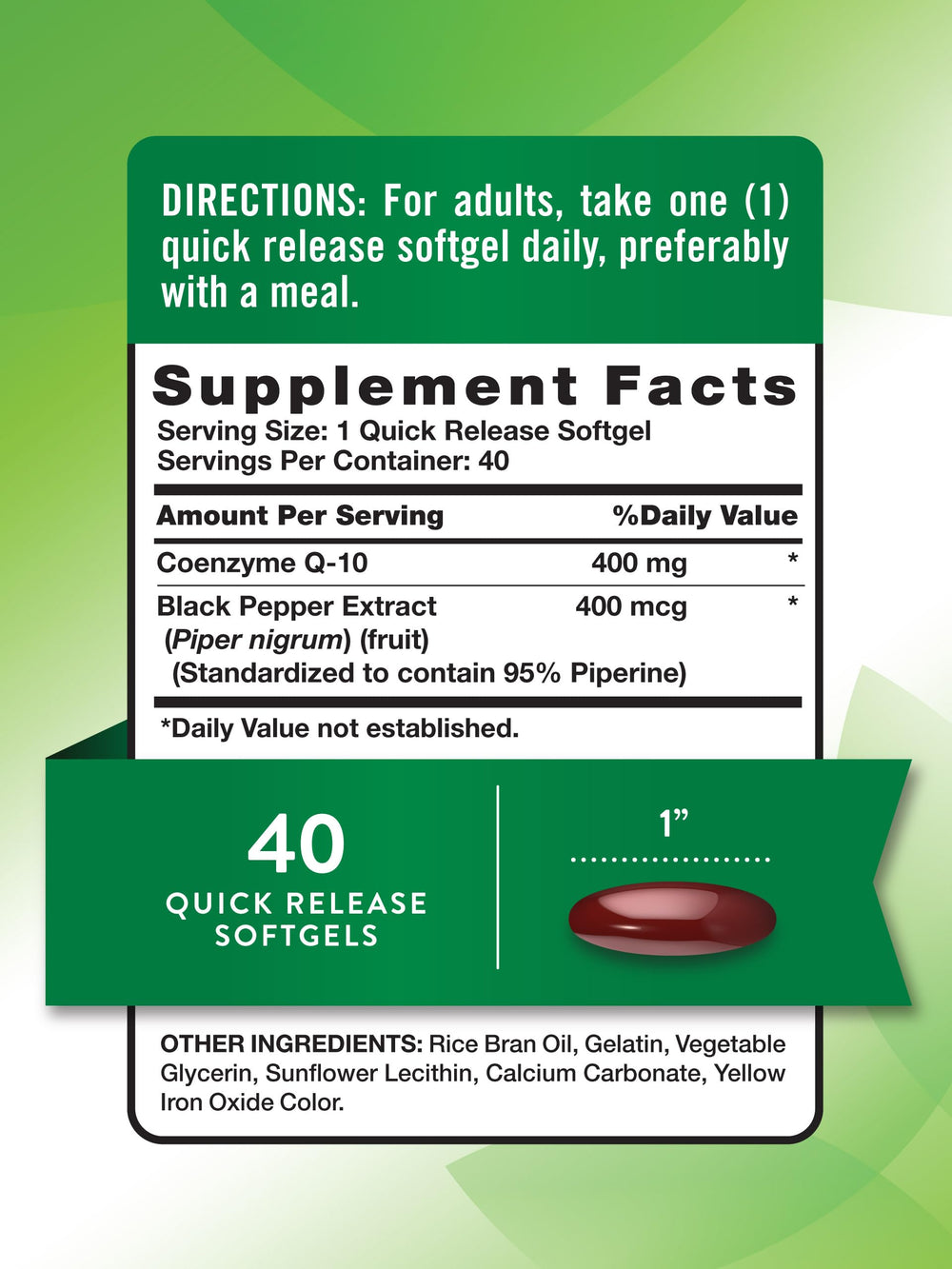 Close-up of Nature's Truth CoQ10 softgels showing capsule texture.