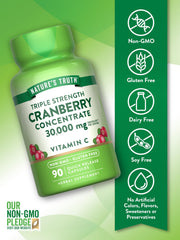 Nature's Truth Cranberry Concentrate label highlighting clean-label and non-GMO