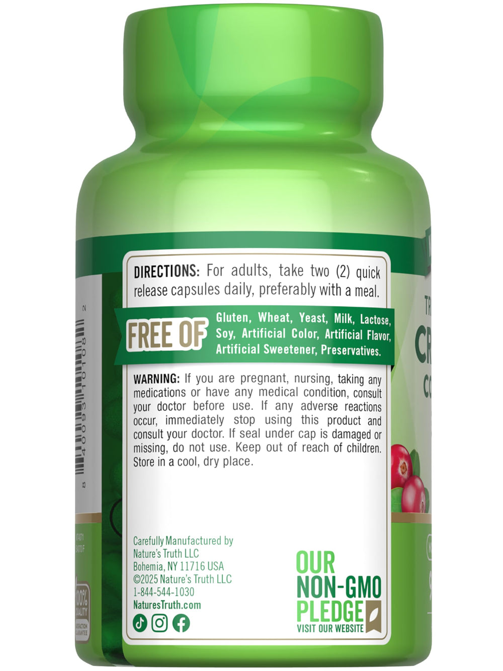 Nature's Truth Cranberry Concentrate packaging detail and brand heritage