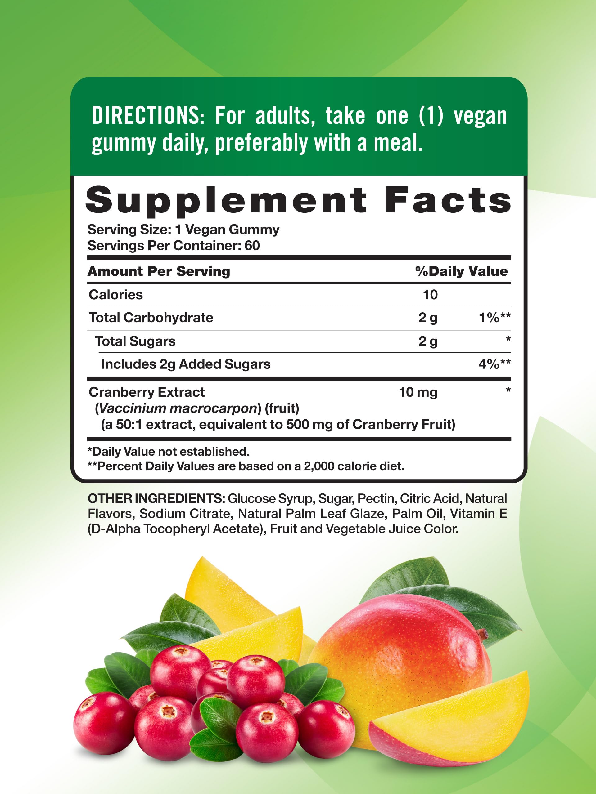 Nature's Truth Cranberry Gummies close-up highlights mango flavor for a tasty daily check-in.