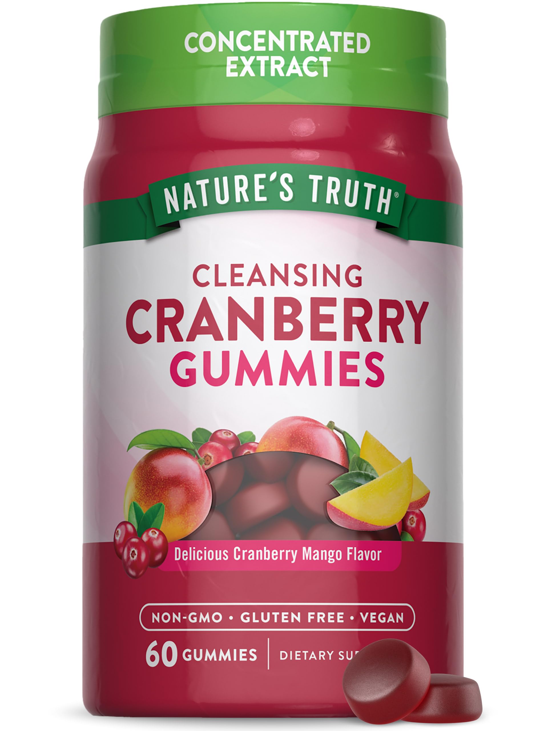 Nature's Truth Cranberry Gummies jar showcases vegan, gluten-free wellness in daily routine.