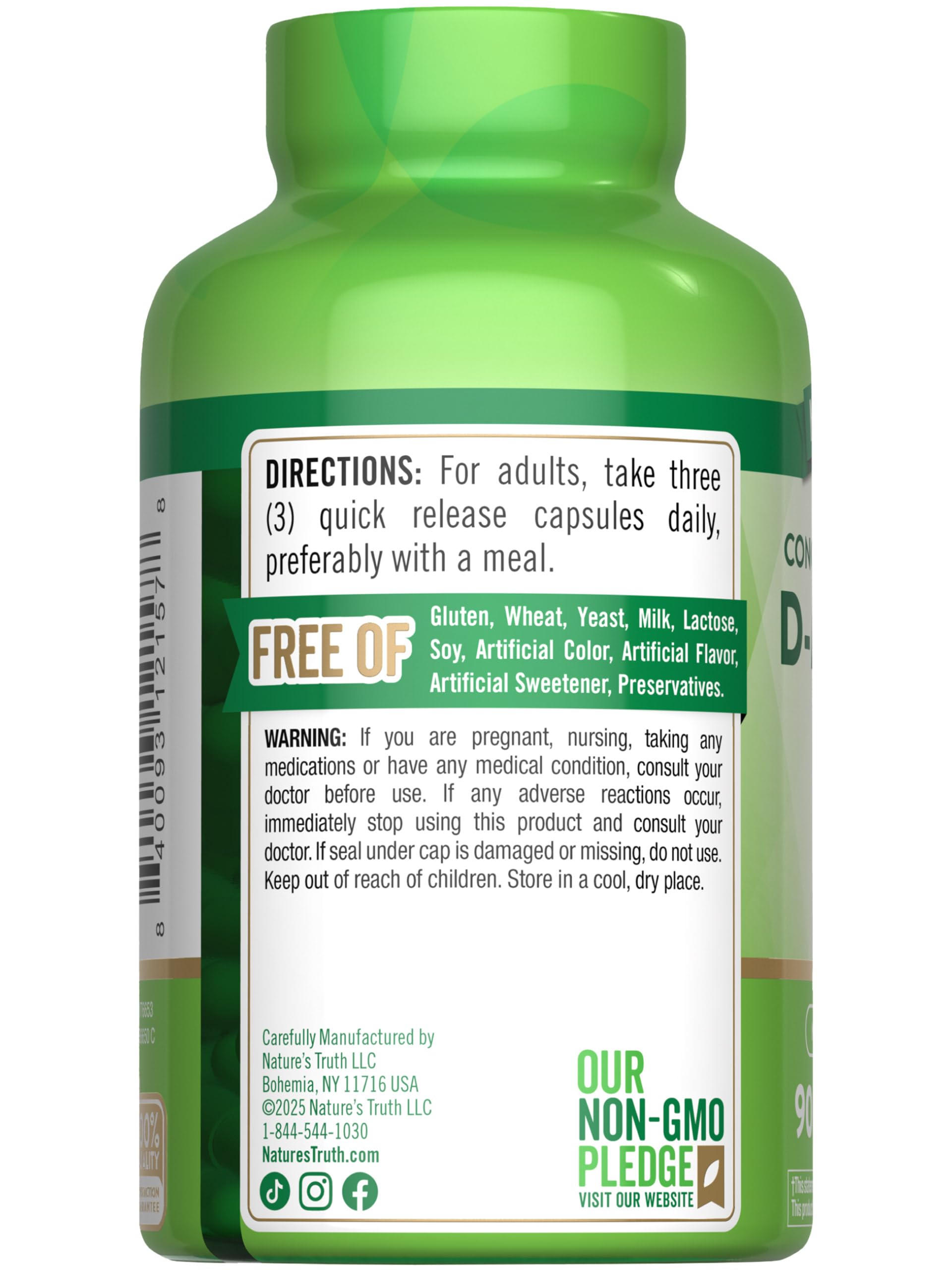 Nature's Truth logo on bottle signaling trusted vitamin innovators.