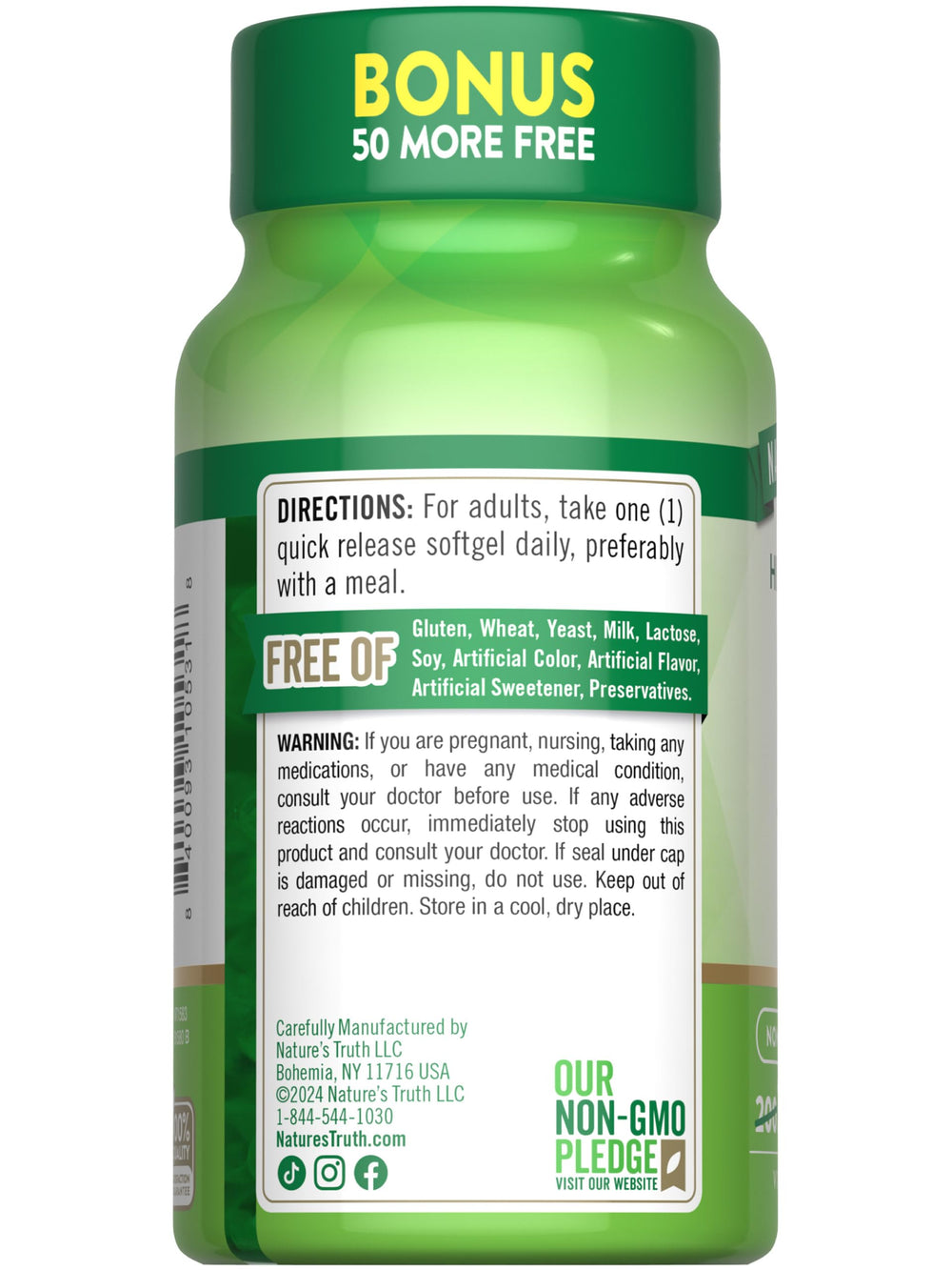 Nature's Truth D3 softgels in hand, portable daily supplement option.