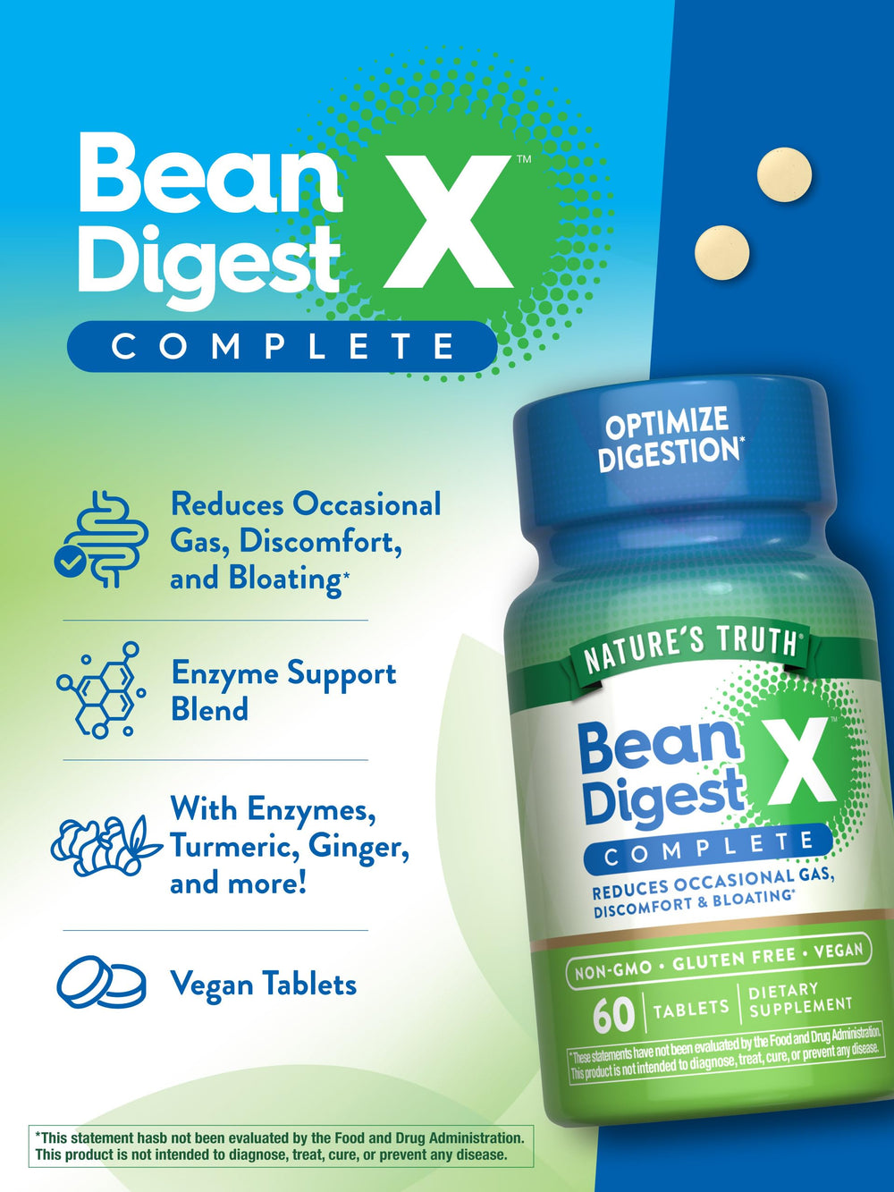 Nature's Truth Digestive Enzymes gluten-free banner signals allergen-conscious formula
