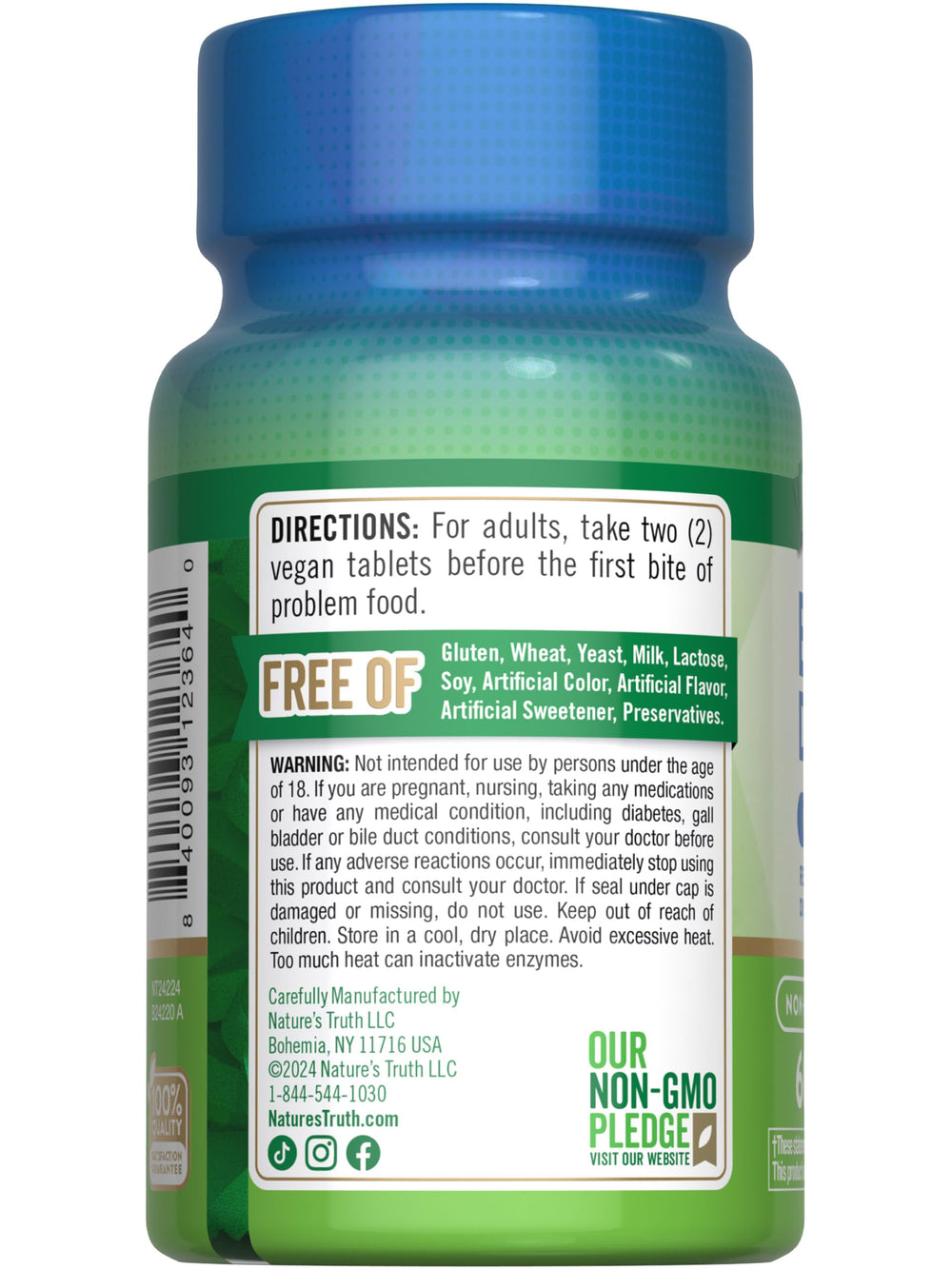 Nature's Truth Digestive Enzymes packaging insight for convenient use