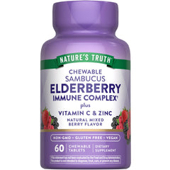 Nature's Truth Elderberry Immune Complex chewables bottle highlighting elderberry for daily support.