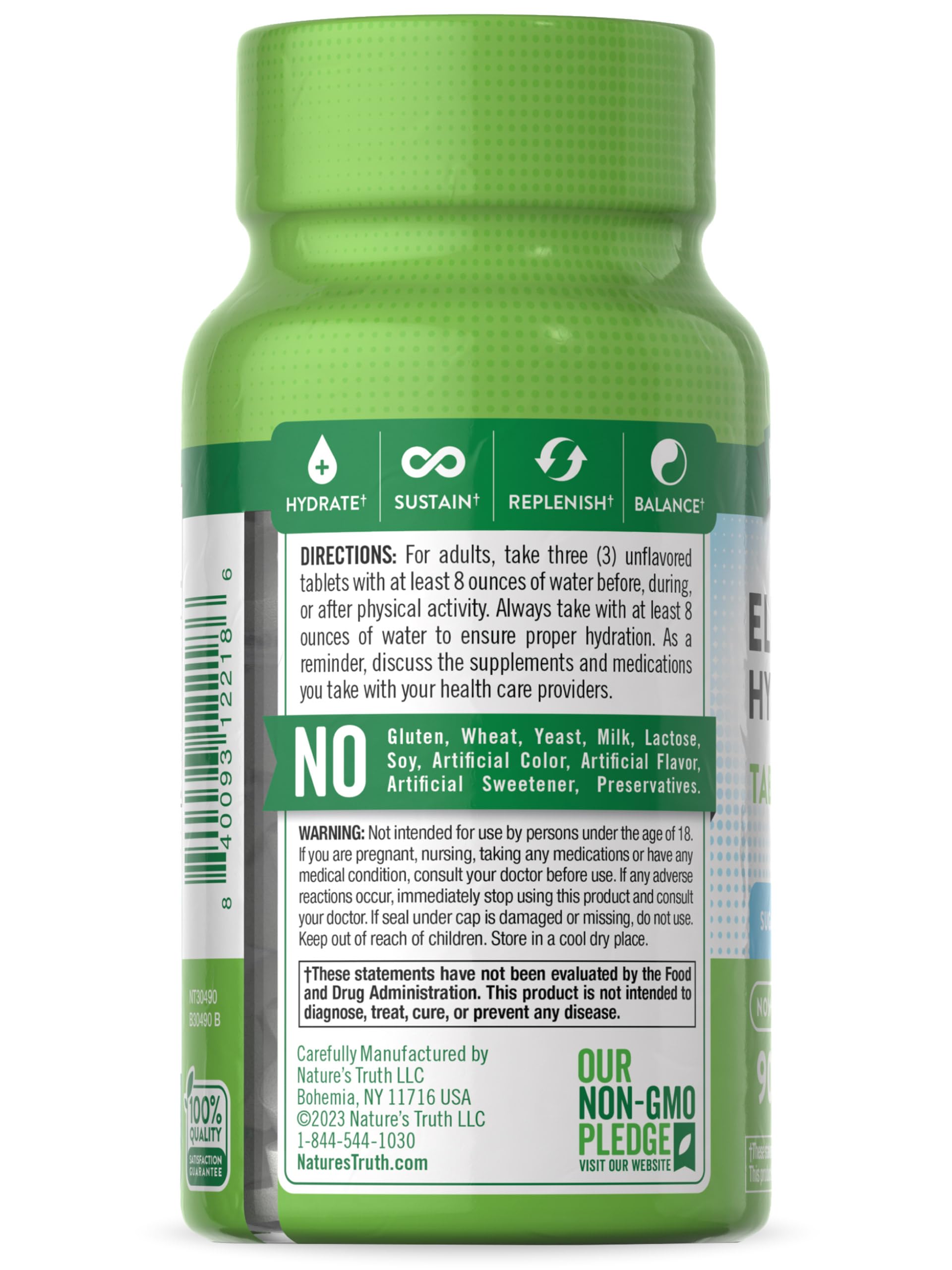Nature's Truth electrolyte tablets gluten-free stamp visible on packaging
