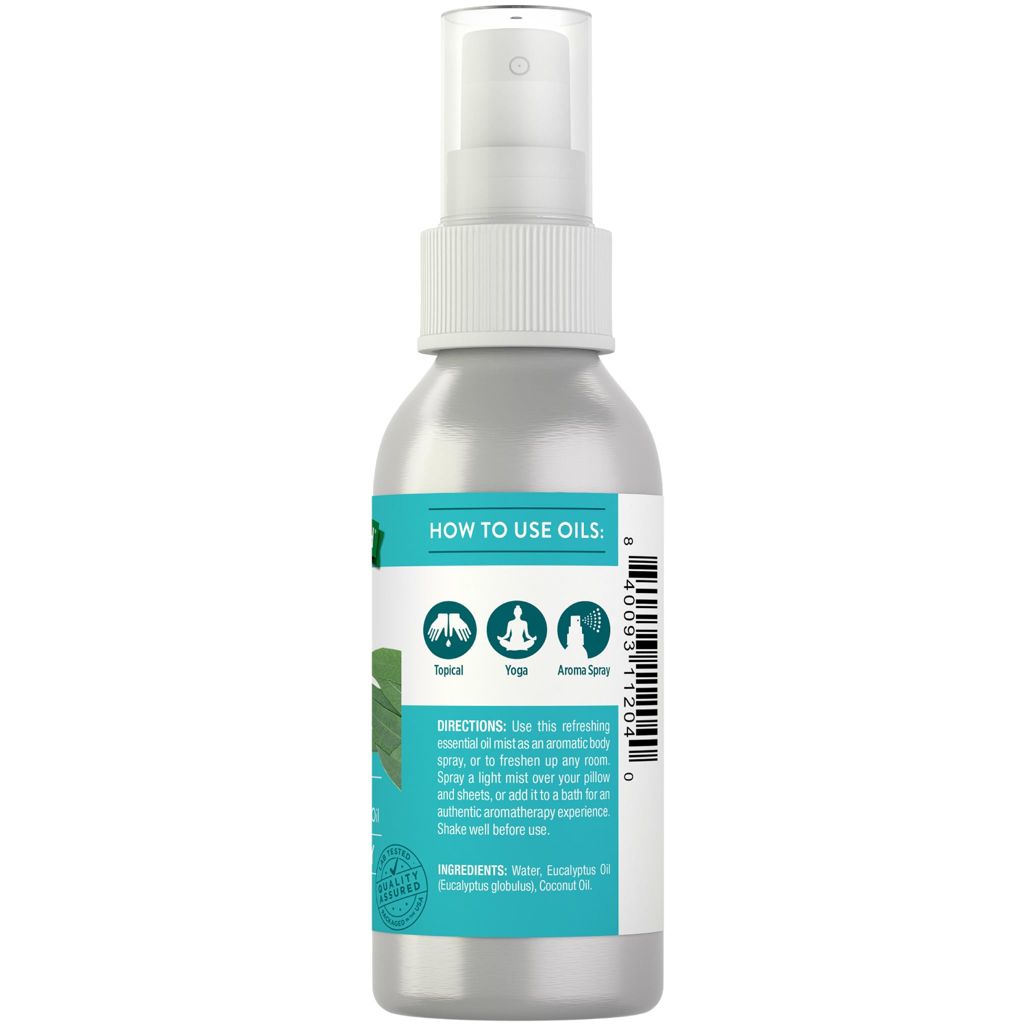 Nature's Truth eucalyptus mist spray packaging on a shelf for home use.