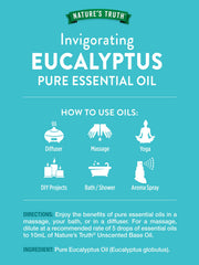 Nature's Truth eucalyptus oil bottle beside diffuser ready for room refresh.