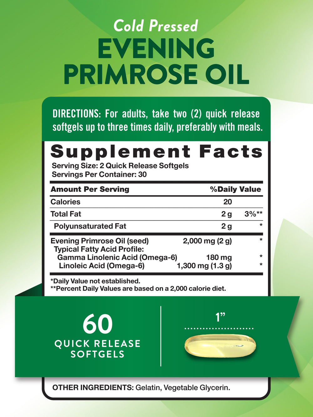 Nature's Truth Evening Primrose Oil softgels close-up showing capsule shape and texture.