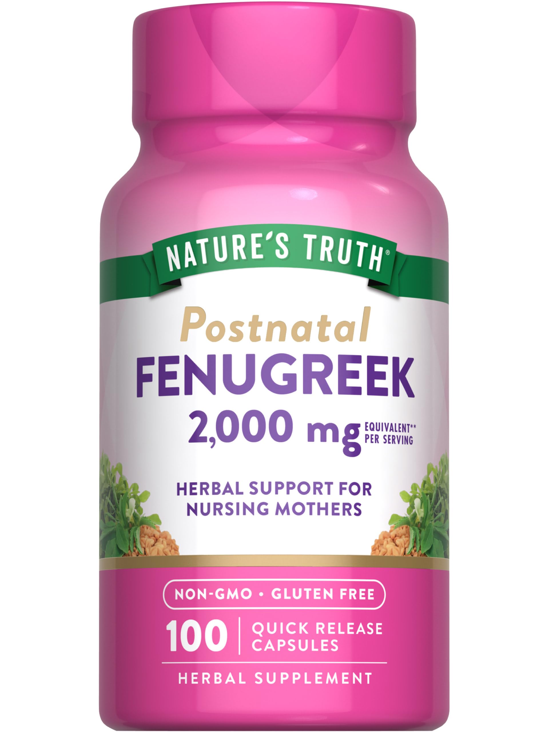 Nature's Truth fenugreek seed capsules bottle for easy daily supplementation