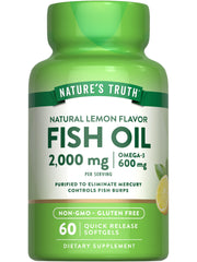 Nature's Truth fish oil bottle front highlights 2000 mg omega-3 per serving.