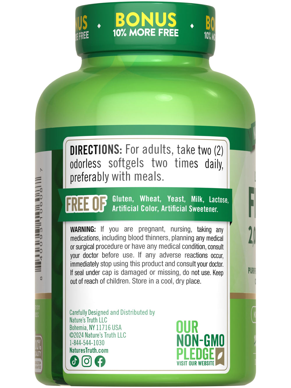 Closeup of Nature's Truth label reinforces trusted vitamin innovation.