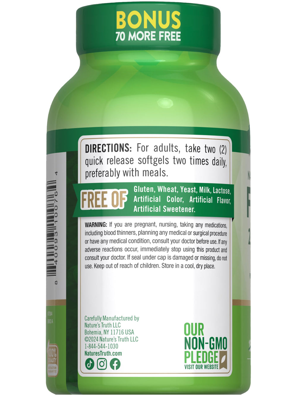 Nature's Truth Fish Oil packaging and labeling for easy shelf identification