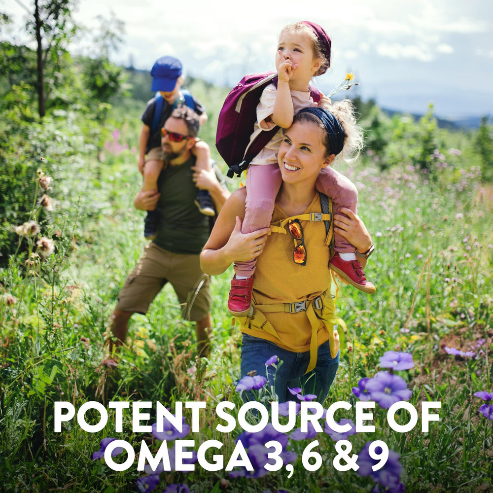 Nature's Truth flaxseed oil softgels label detail with ingredients and allergen information
