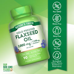 Nature's Truth flaxseed oil softgels capsules closeup for convenient daily use