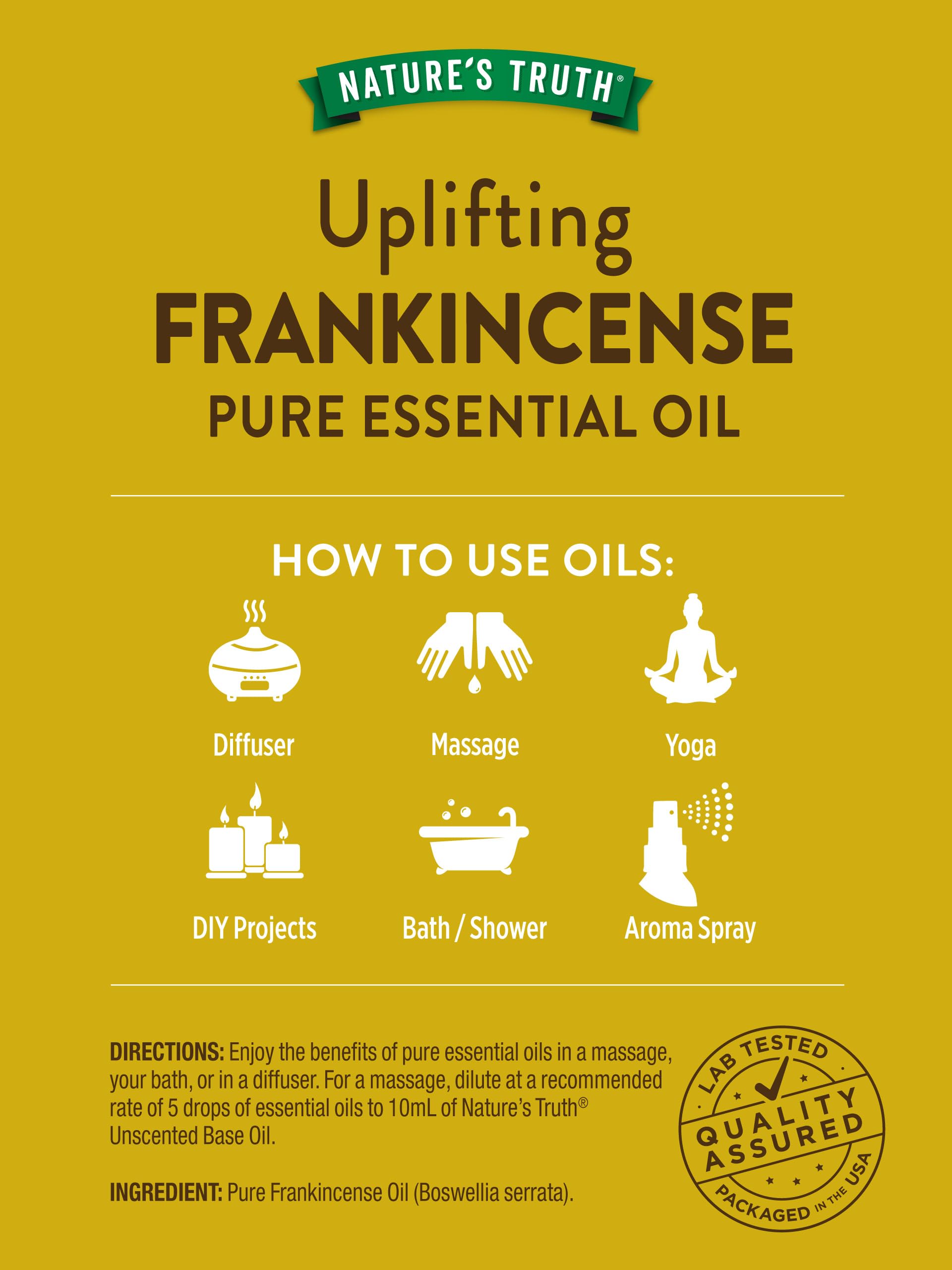 Diffuser setup featuring Nature's Truth frankincense essential oil for calming ambience