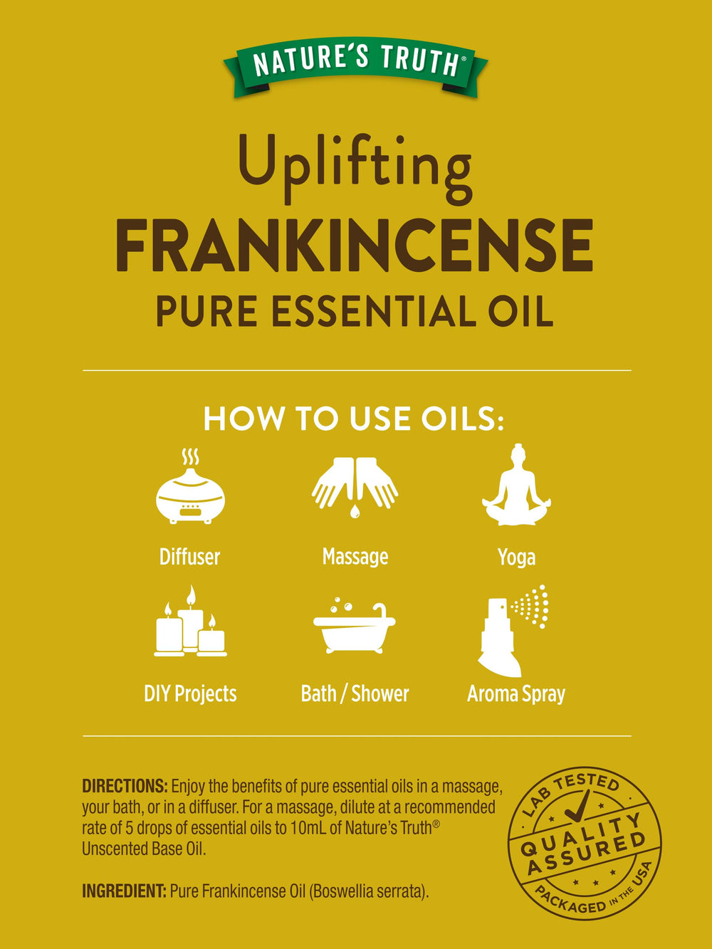 Diffuser setup featuring Nature's Truth frankincense essential oil for calming ambience