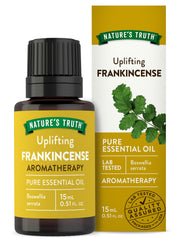 Nature's Truth frankincense essential oil bottle for diffusers with warm citrus aroma
