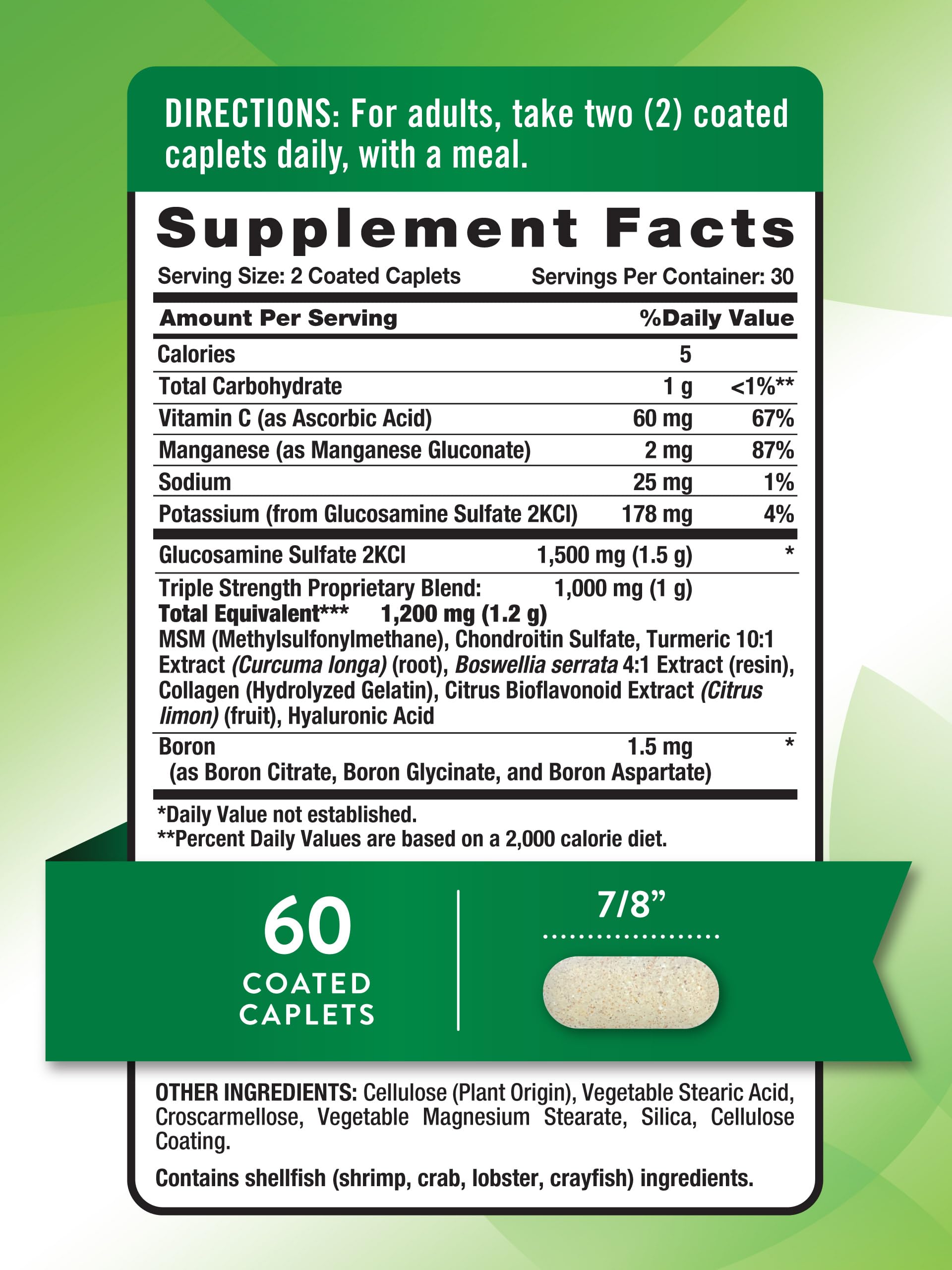 Nature's Truth glucosamine-chondroitin-msm complex bottle highlights daily joint wellness.
