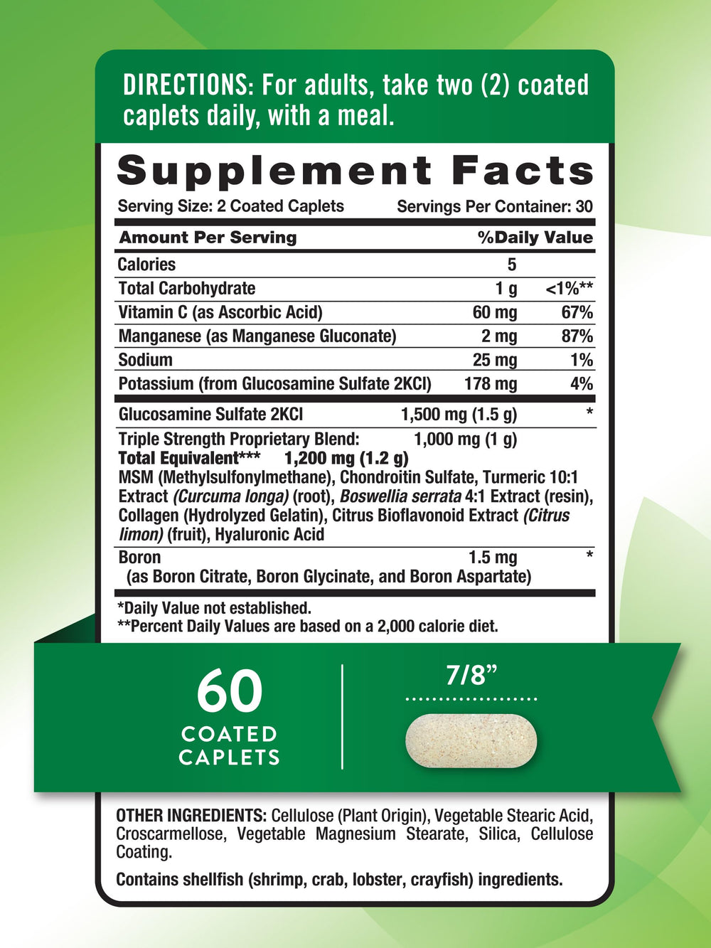 Nature's Truth glucosamine-chondroitin-msm complex bottle highlights daily joint wellness.