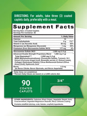 Nature's Truth glucosamine sulfate 2KCl caplets close-up, highlighting 1500 mg per serving convenience.