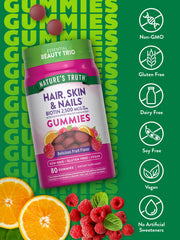 Nature's Truth bottle with label on shelf suggests gluten-free, non-GMO wellness option.