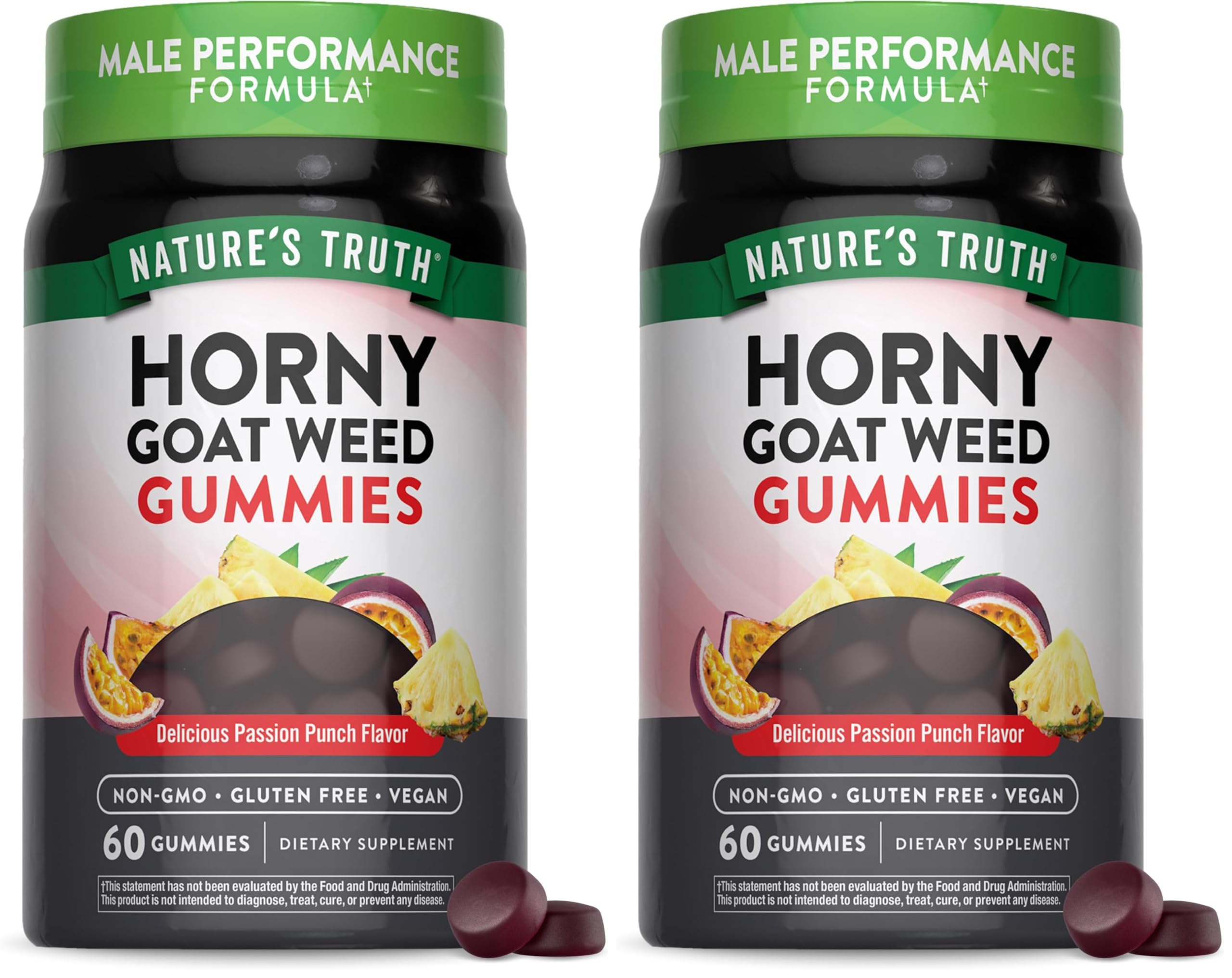 Nature's Truth Horny Goat Weed Gummies bottle front vegan gluten free wellness option.