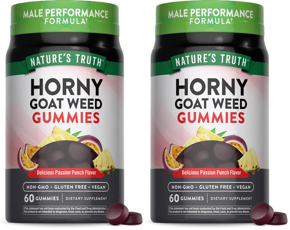 Nature's Truth Horny Goat Weed Gummies bottle front vegan gluten free wellness option.