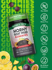 Nature's Truth Horny Goat Weed Gummies with Maca extract highlighting performance-support taste.