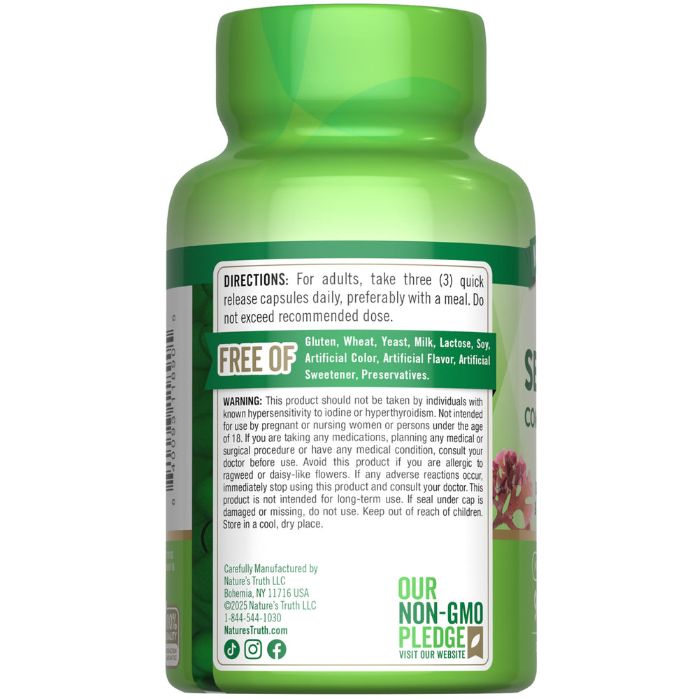 Nature's Truth Irish Sea Moss Capsules nutrition facts panel visible