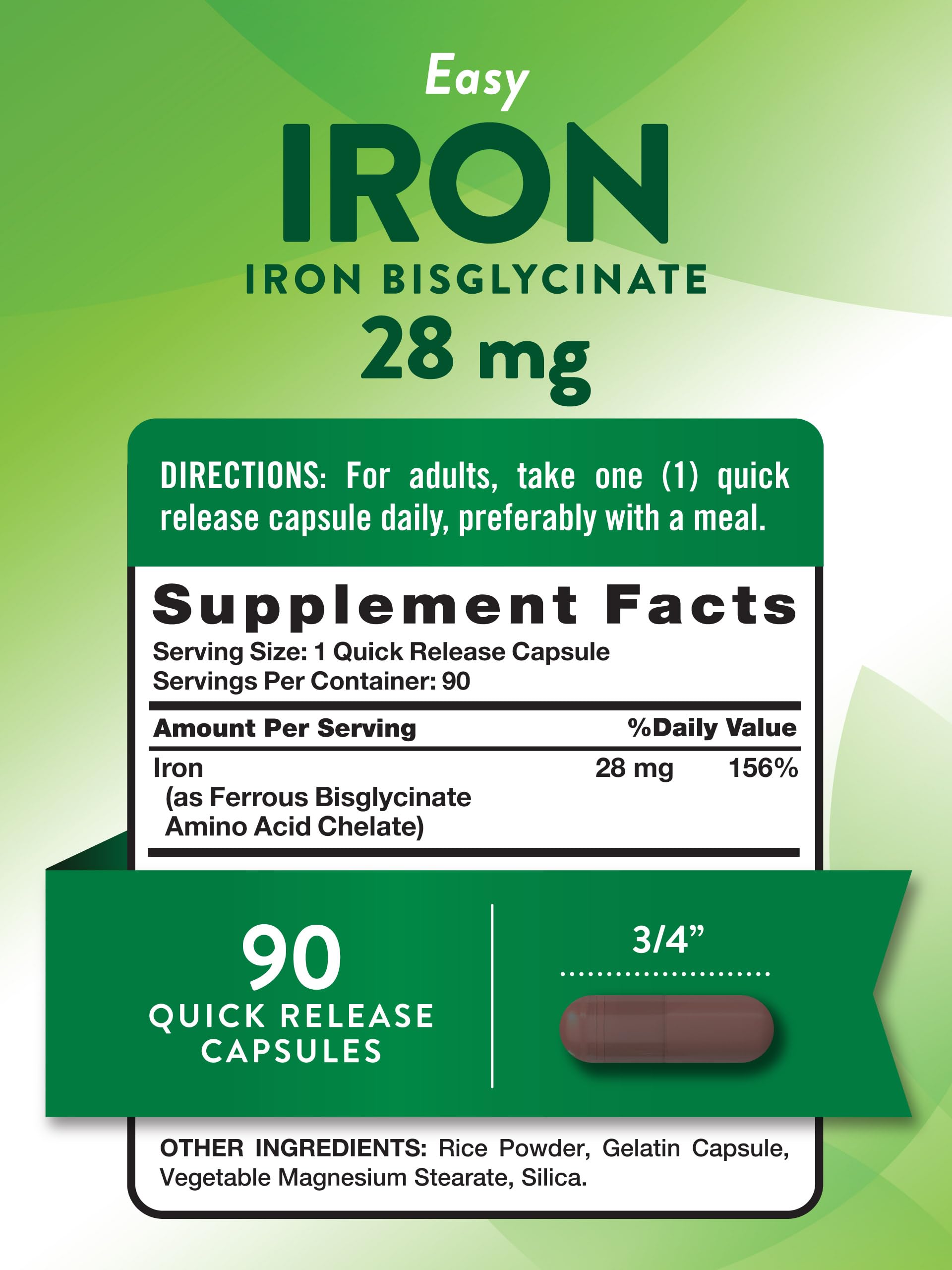 Nature's Truth iron bisglycinate capsules ready for gentle daily iron intake