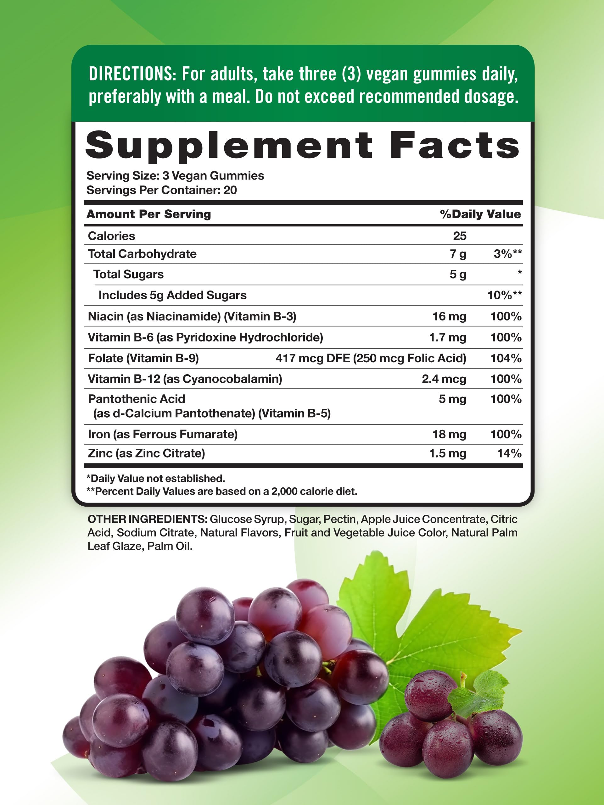 Nature's Truth Iron Gummies grape flavor close-up: tasty way to complement daily nutrient intake.