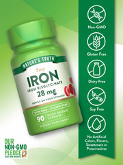 Nature's Truth iron supplement label close-up showing quality and ingredients