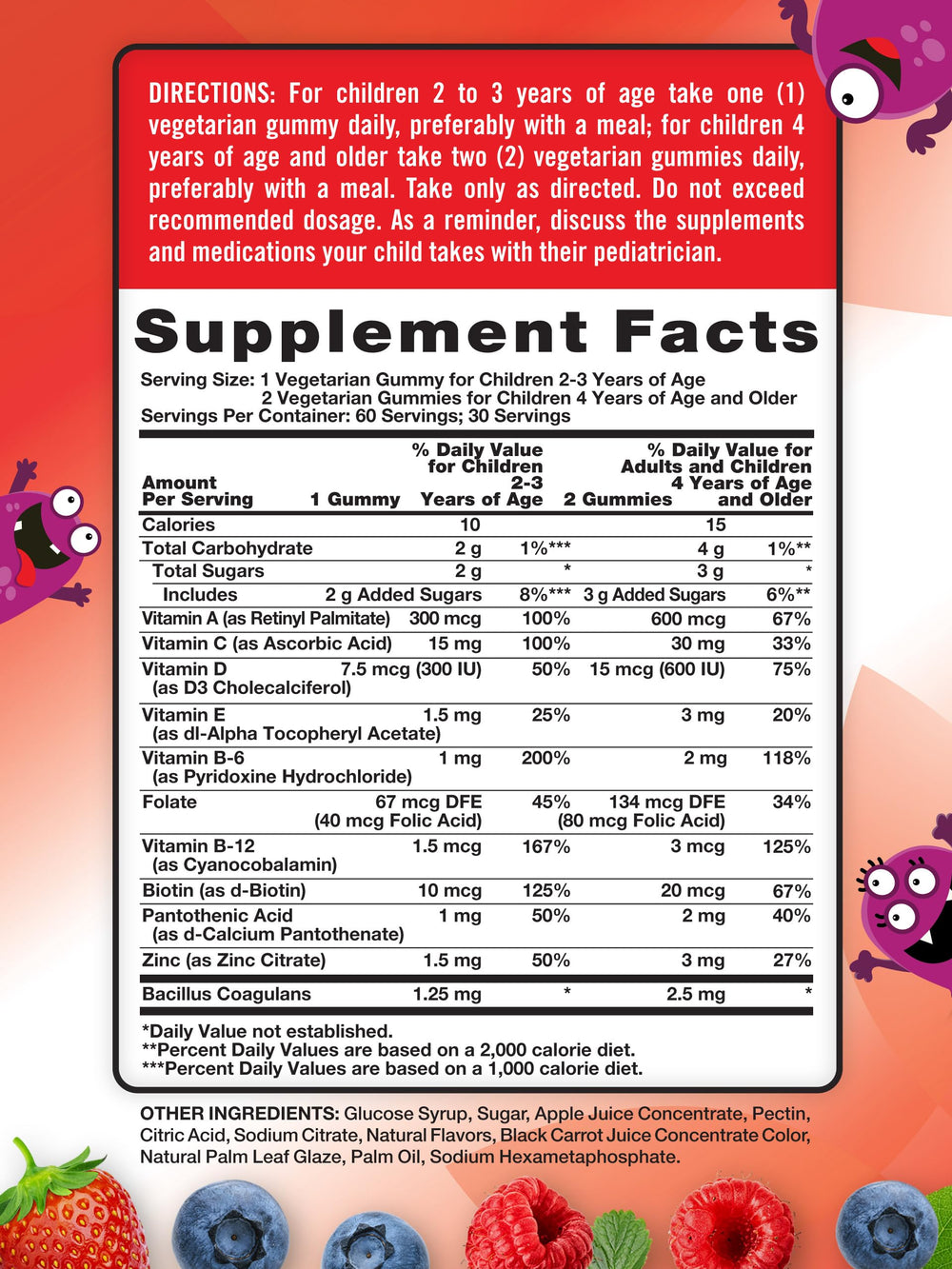 Nature's Truth Kids Multivitamin Gummies probiotic blend label highlighting gut-friendly support.