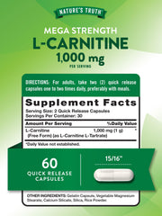 Nature's Truth L-Carnitine 1000mg capsules close-up