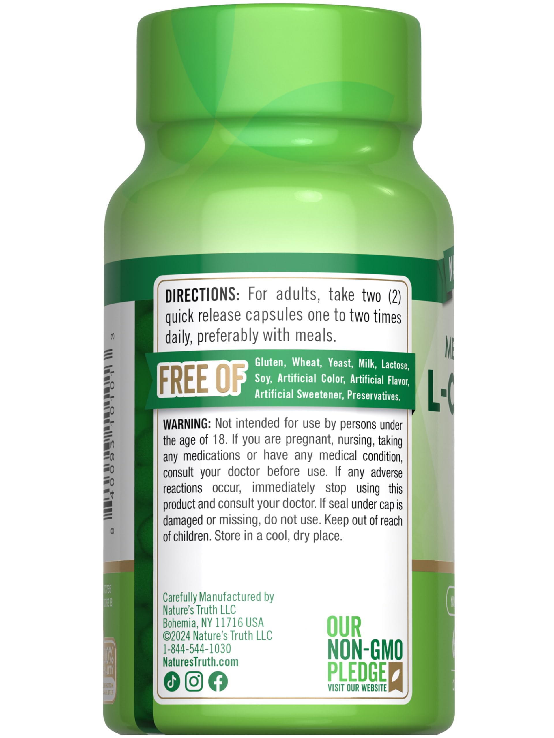 Nature's Truth L-Carnitine 1000mg packaging on shelf