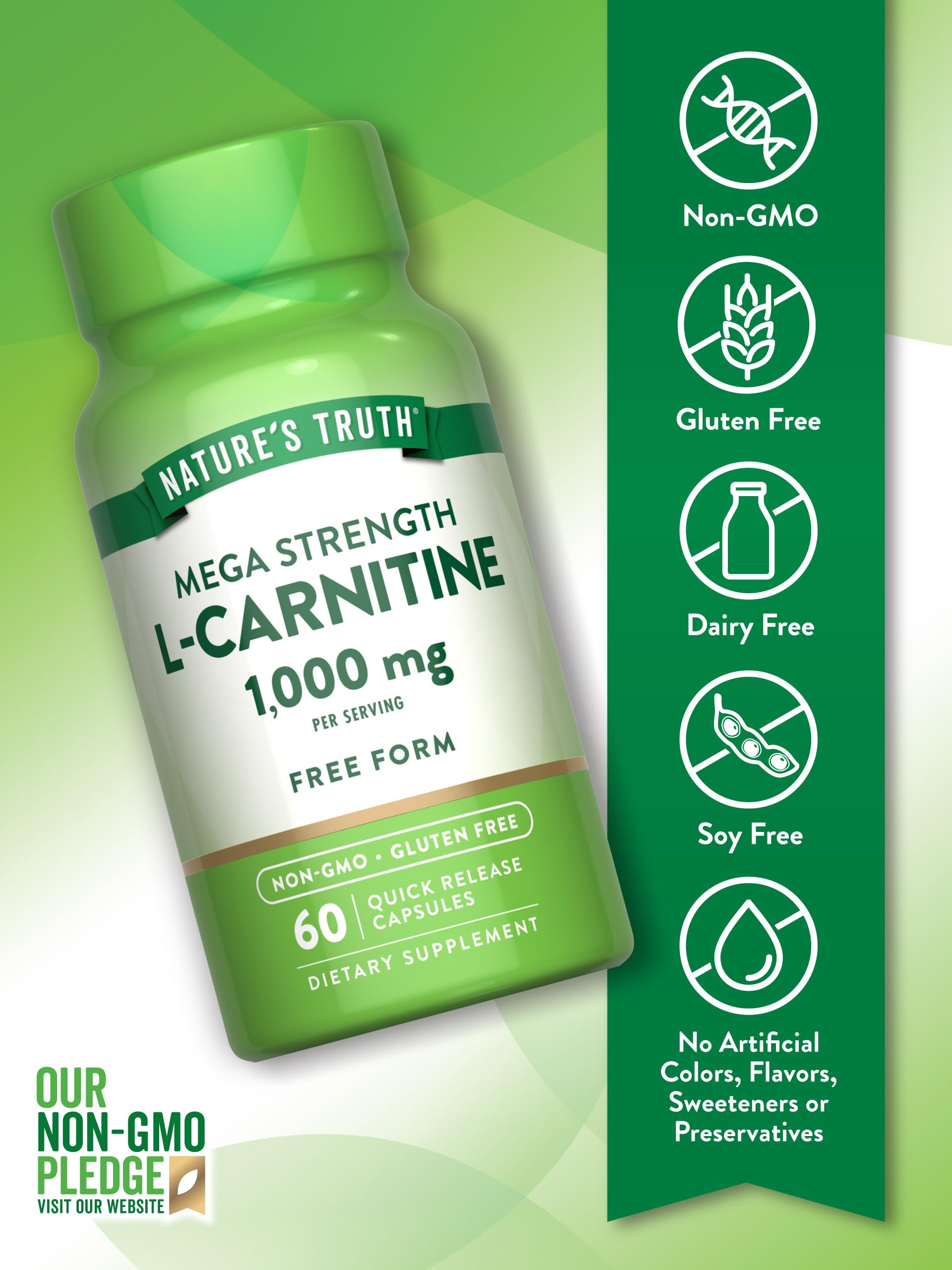 Nature's Truth L-Carnitine label close-up highlighting L-Tartrate form