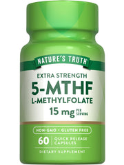 Nature's Truth L-Methylfolate 15mg bottle label showing active form for daily wellness
